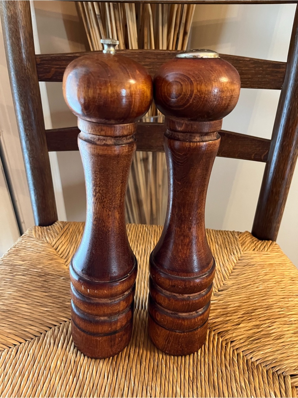 Vintage Baribocraft Canada 12” Wooden Salt Shaker & Pepper Mill Set MCM